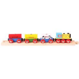 Bigjigs Rail Nákladní vlak s potravinami + 2 koleje