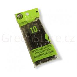 Gelová pera z recyklovaného plastu 10ks - černá náplň Onyx+Green
