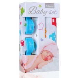 Baby set - bambusová osuška auta + kočárkový kolíček modrý