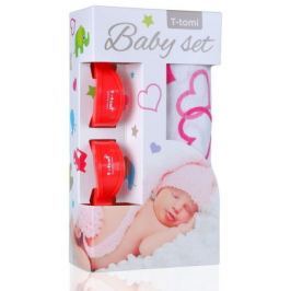 Baby set - bambusová osuška ptáčci + kočárkový kolíček červený